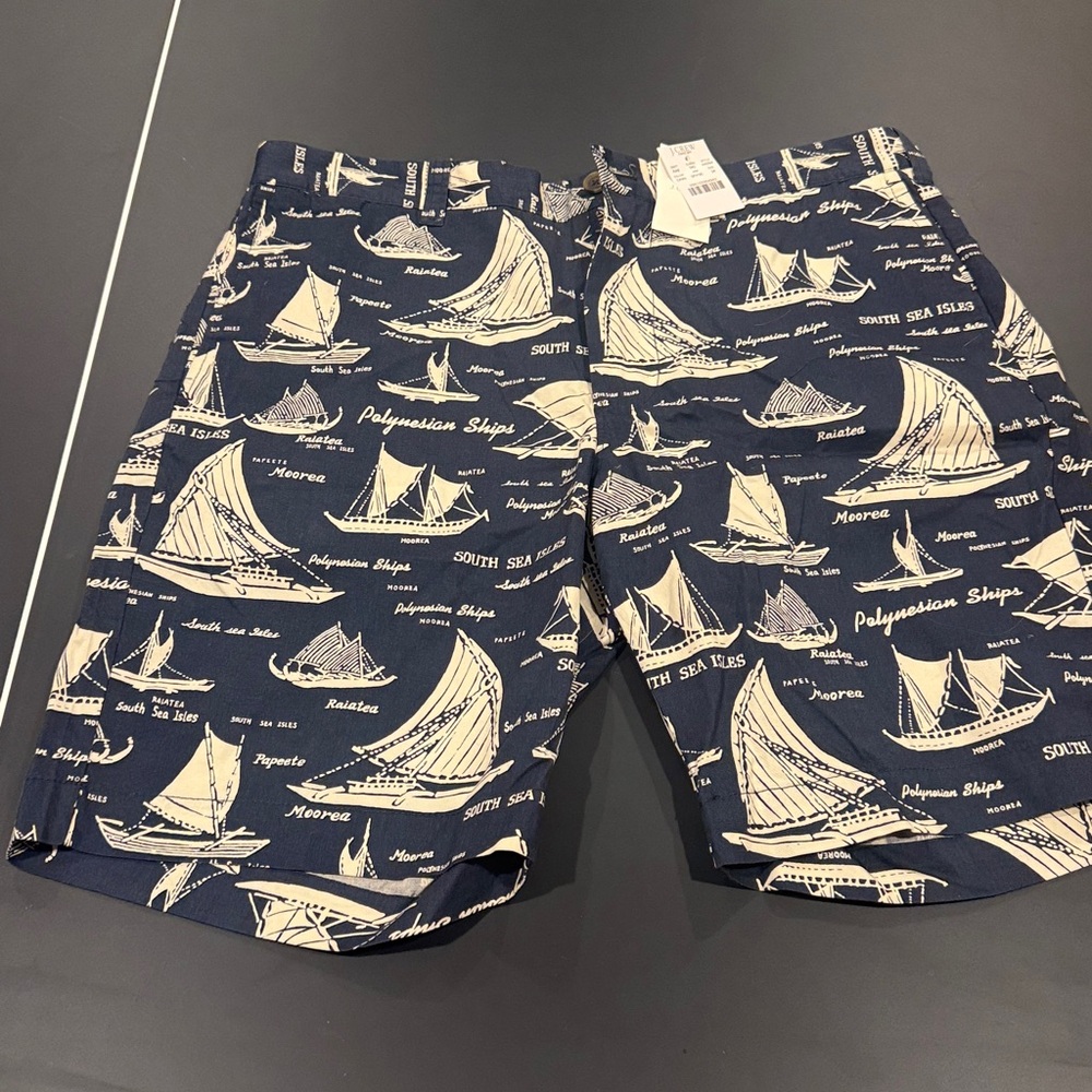 J. Crew Navy Polynesian Print Shorts